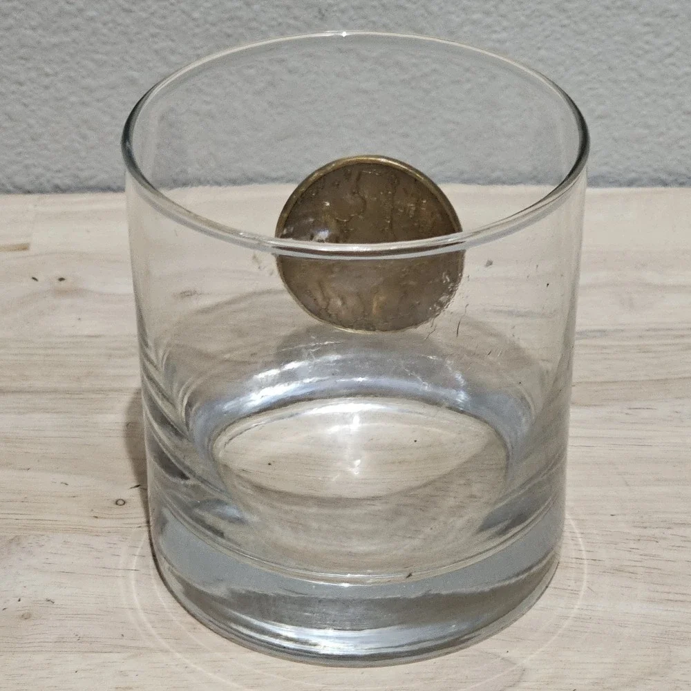 Wells Fargo Cocktail Glass Banking  Memorabilia Stagecoach Bronze Medallion